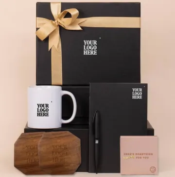 Branded corporate gift set with notebook, mug and pen